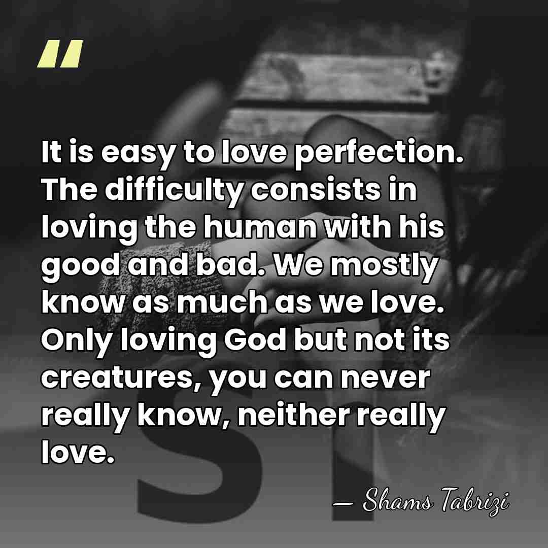 It is easy to love perfection. The difficulty consists in loving the&hellip; - Shams Tabrizi