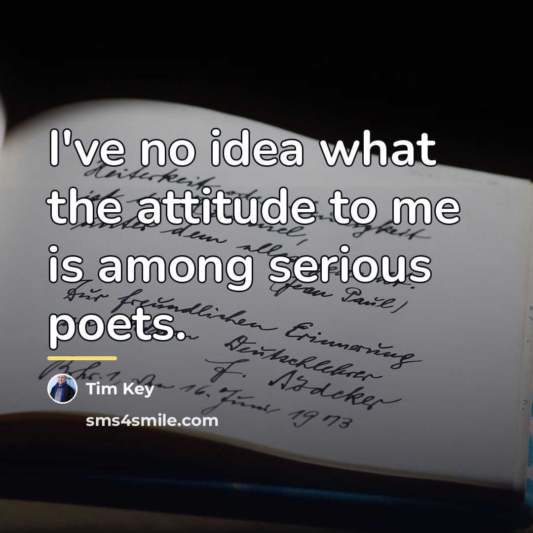 “I've no idea what the attitude to me is among…” quote by Tim Key