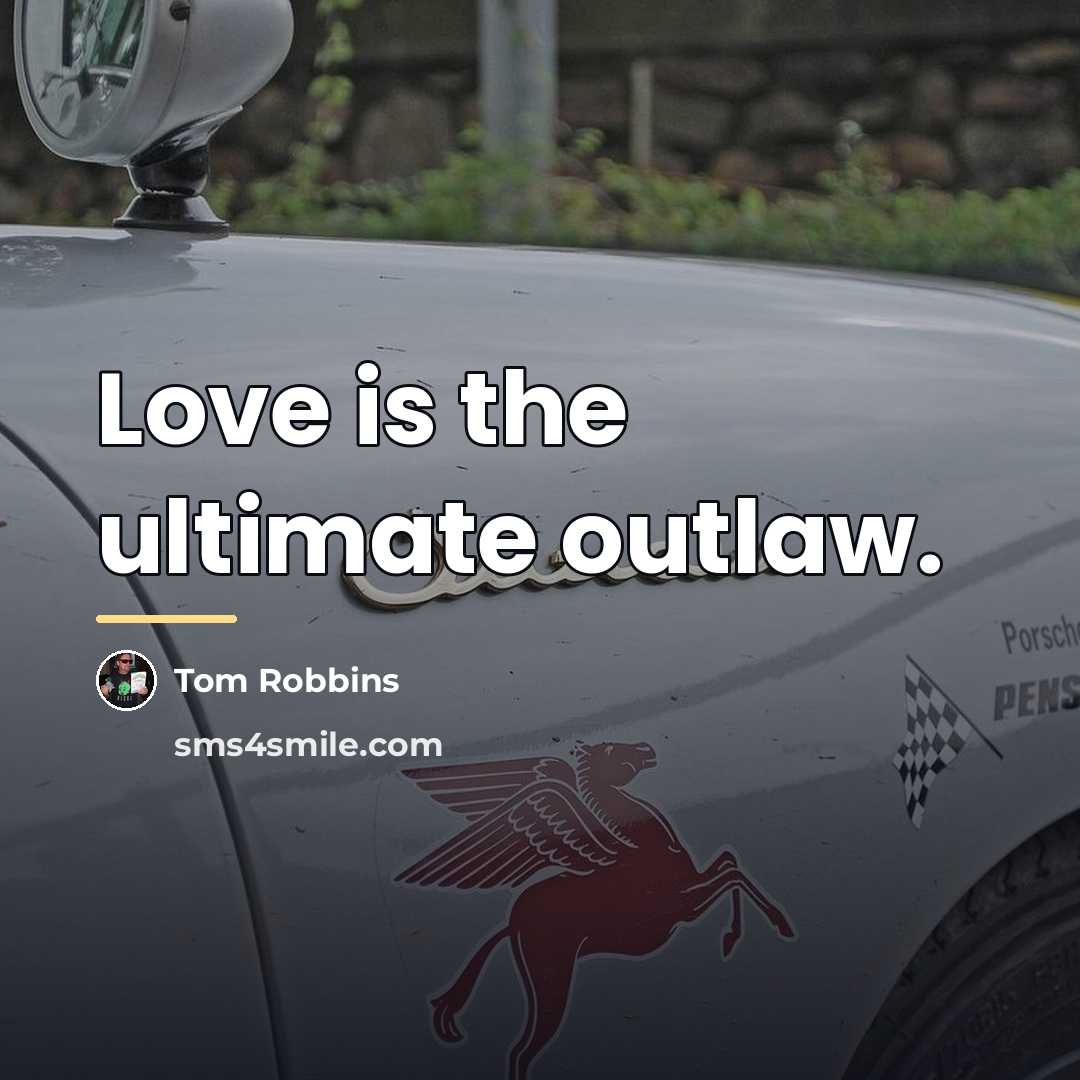 “Love is the ultimate outlaw.…” quote by Tom Robbins