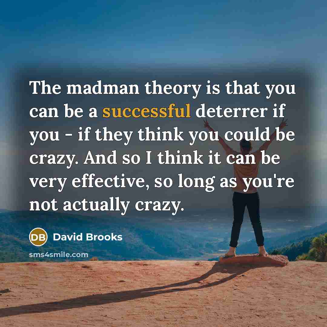“The madman theory is that you can be a successful…” quote by David Brooks
