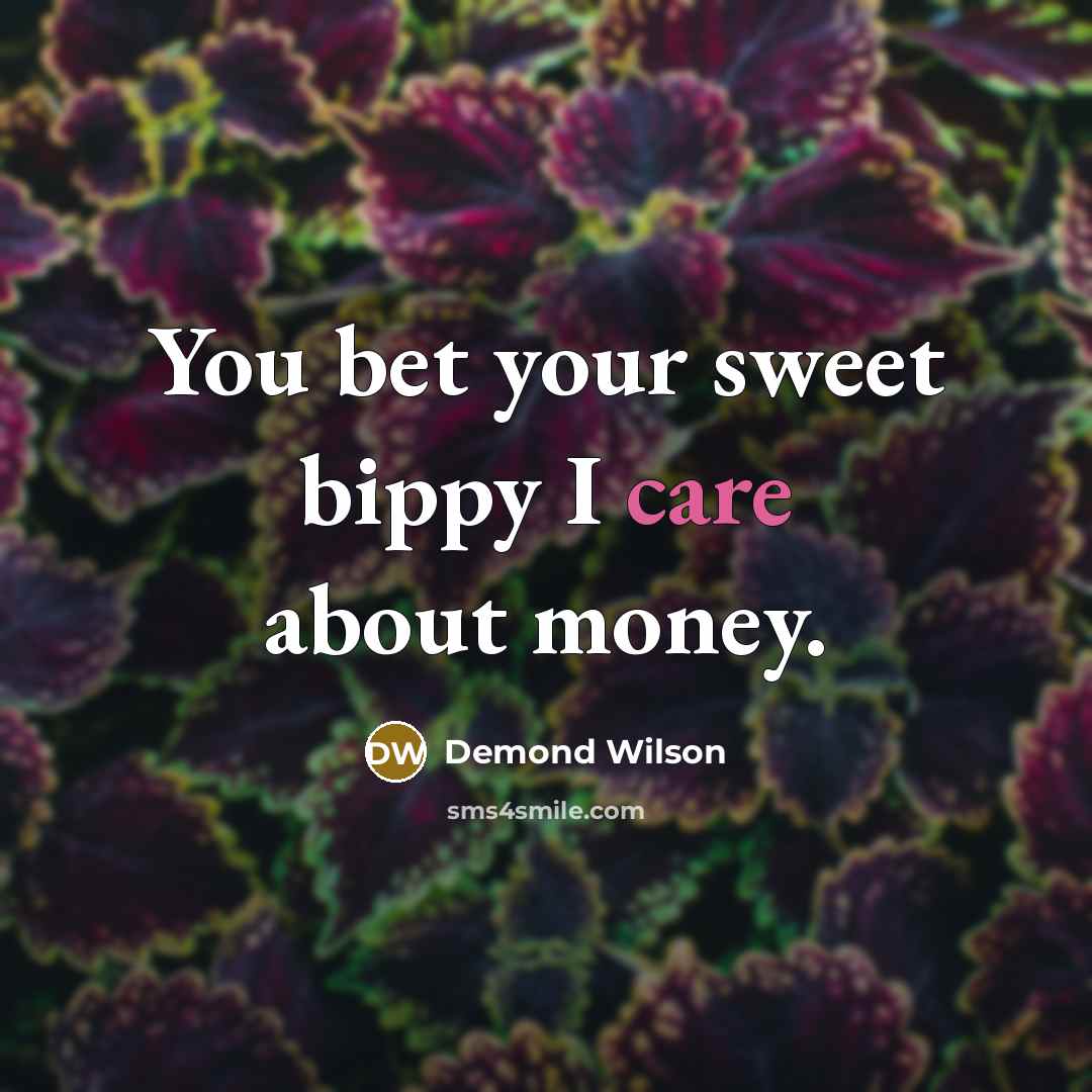 “You bet your sweet bippy I care about money.…” quote by Demond Wilson