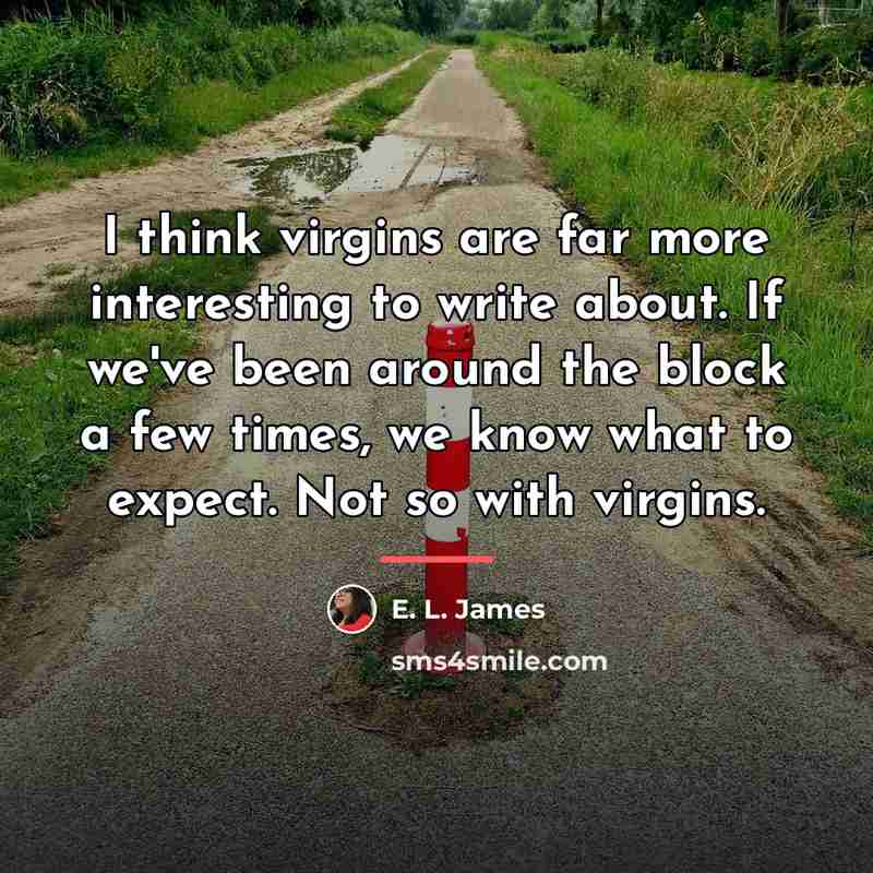 “I think virgins are far more interesting to write about.…” quote by E. L. James