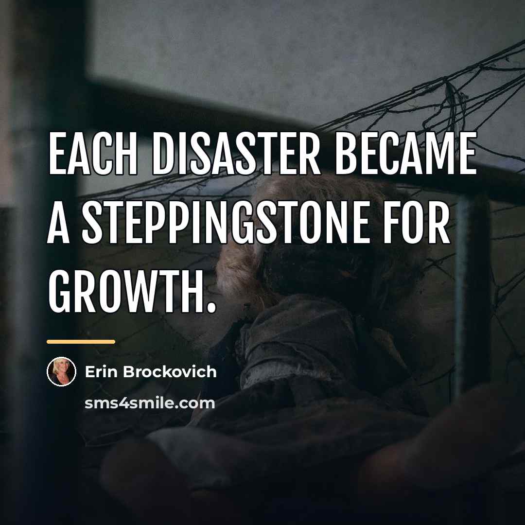 “Each disaster became a steppingstone for growth.…” quote by Erin Brockovich