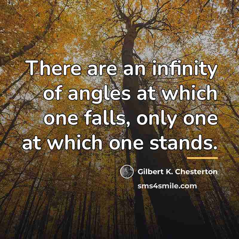 “There are an infinity of angles at which one falls,…” quote by Gilbert K. Chesterton