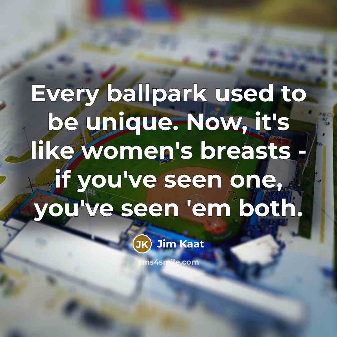 “Every ballpark used to be unique. Now, it's like women's breasts - if you've seen one, you've seen 'em both.” quote by Jim Kaat