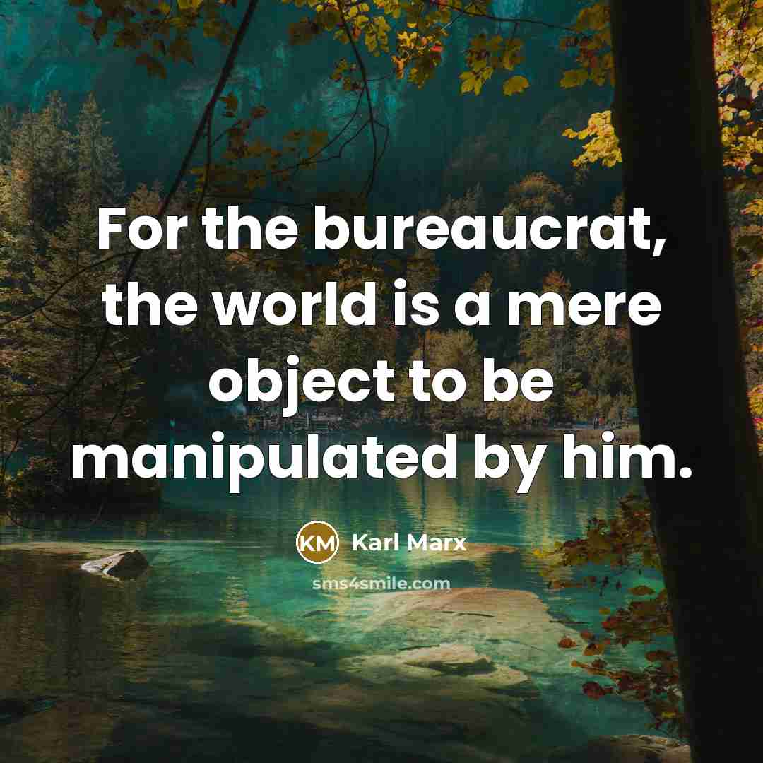“For the bureaucrat, the world is a mere object to…” quote by Karl Marx
