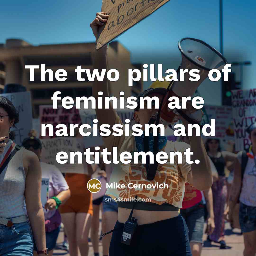 “The two pillars of feminism are narcissism and entitlement.…” quote by Mike Cernovich