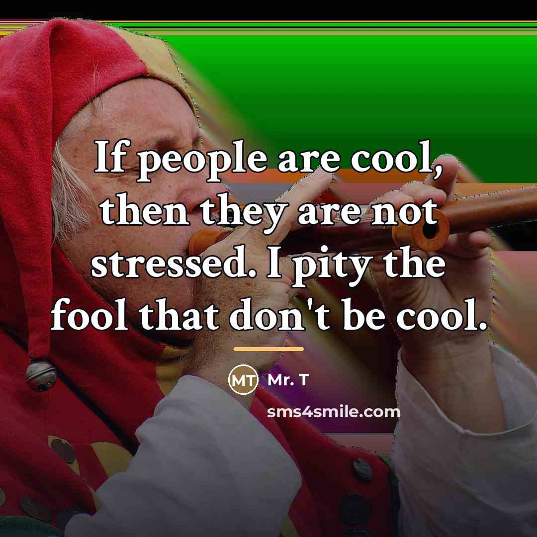 “If people are cool, then they are not stressed. I…” quote by Mr. T