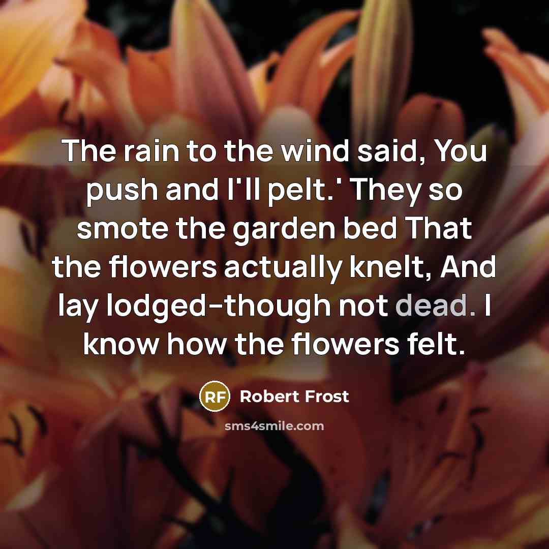 “The rain to the wind said, You push and I'll…” quote by Robert Frost