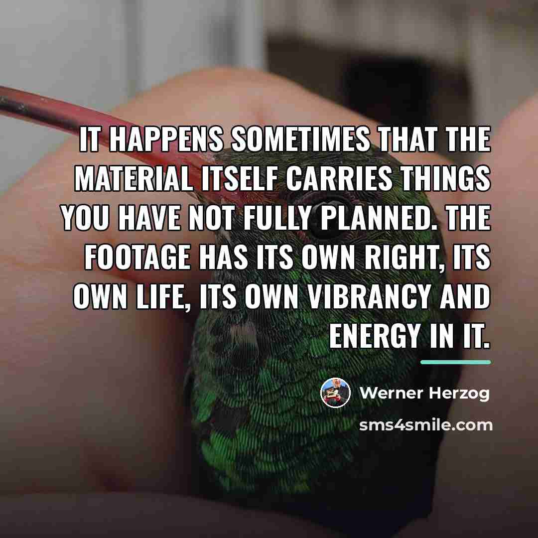“It happens sometimes that the material itself carries things you…” quote by Werner Herzog