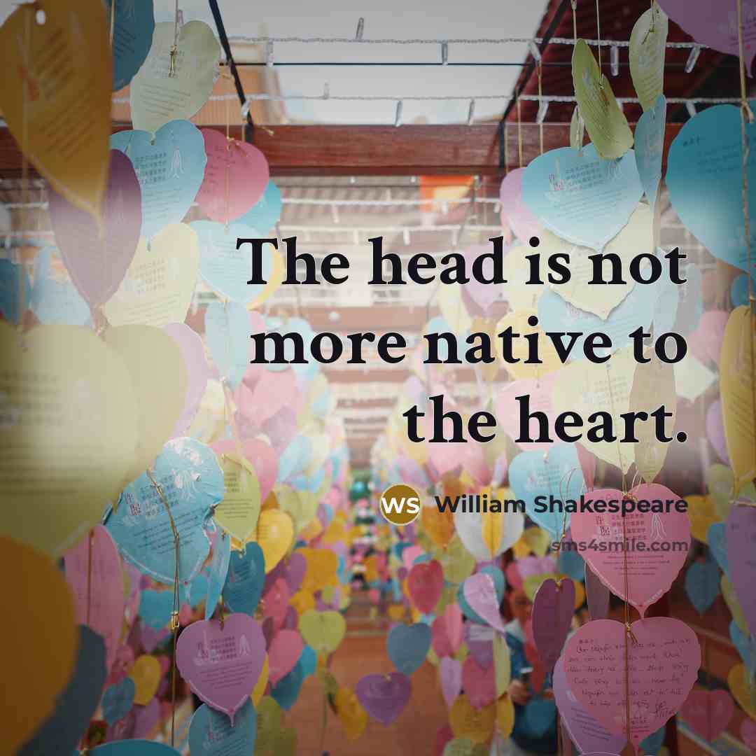 “The head is not more native to the heart.…” quote by William Shakespeare