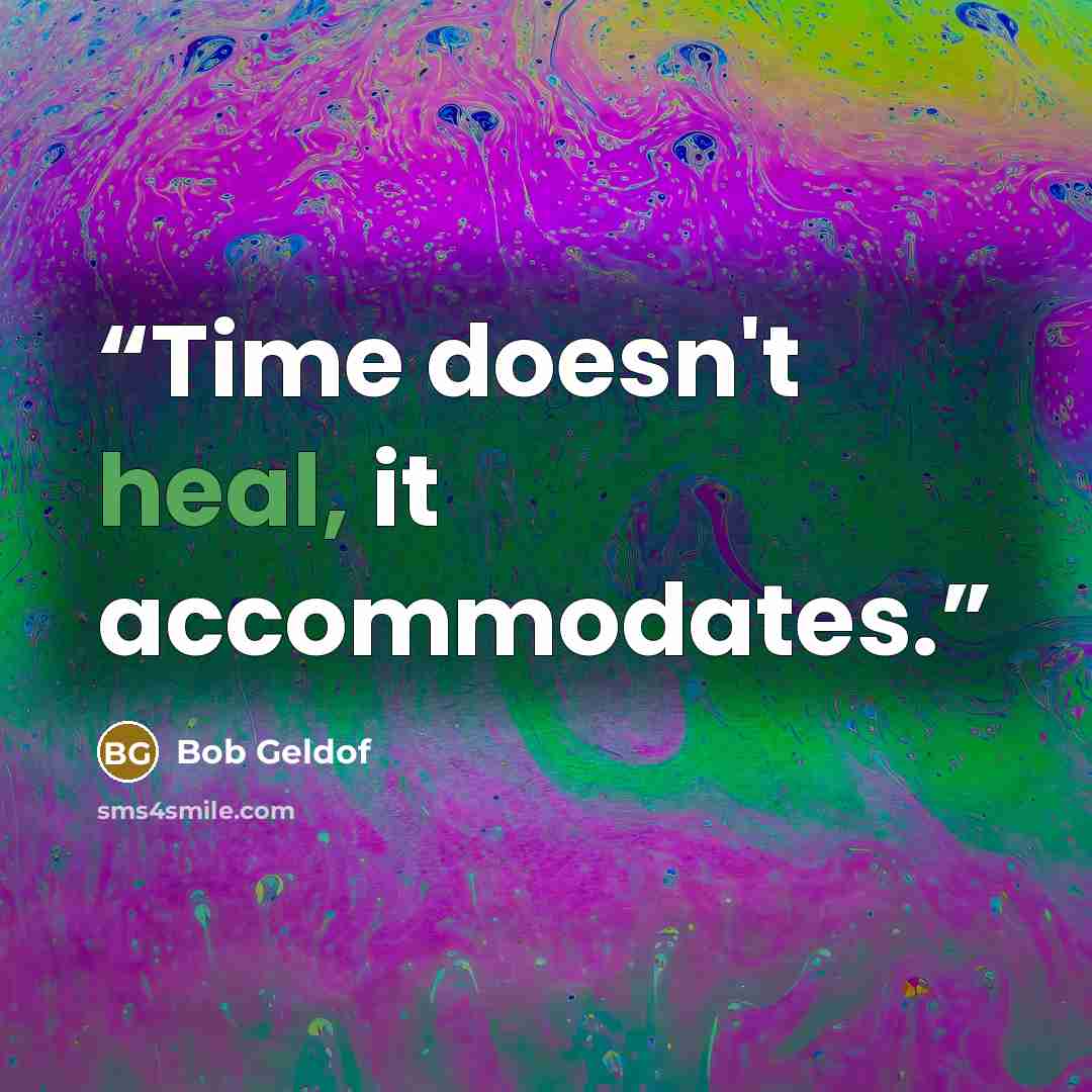“Time doesn't heal, it accommodates.” quote by Bob Geldof