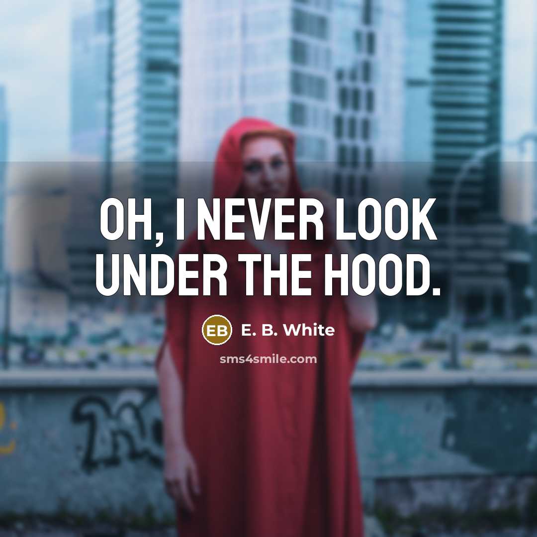 “Oh, I never look under the hood.…” quote by E. B. White