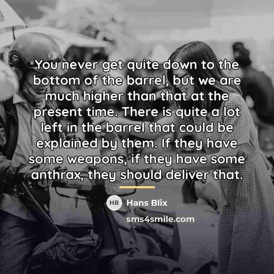 “You never get quite down to the bottom of the…” quote by Hans Blix