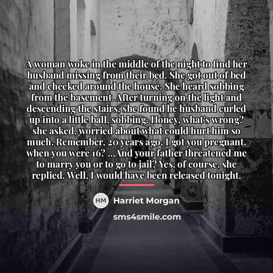 “A woman woke in the middle of the night to…” quote by Harriet Morgan