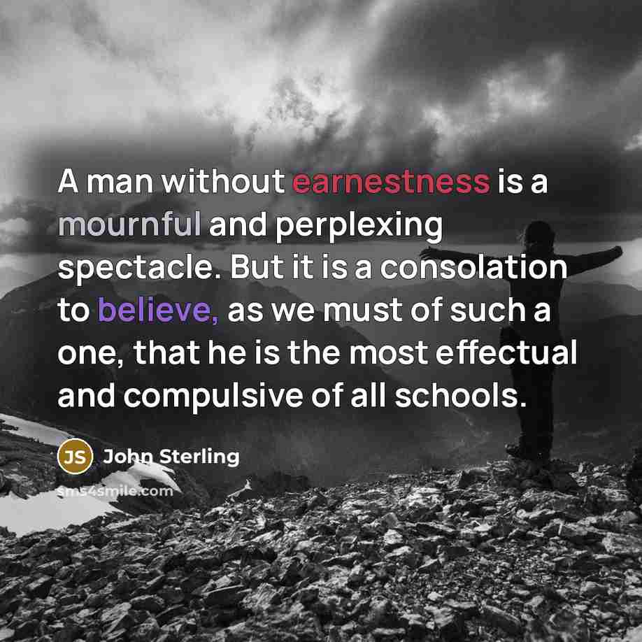 “A man without earnestness is a mournful and perplexing spectacle.…” quote by John Sterling