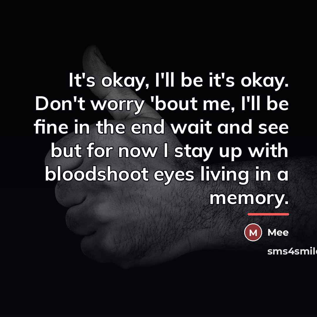 “It's okay, I'll be it's okay. Don't worry 'bout me,…” quote by Mee