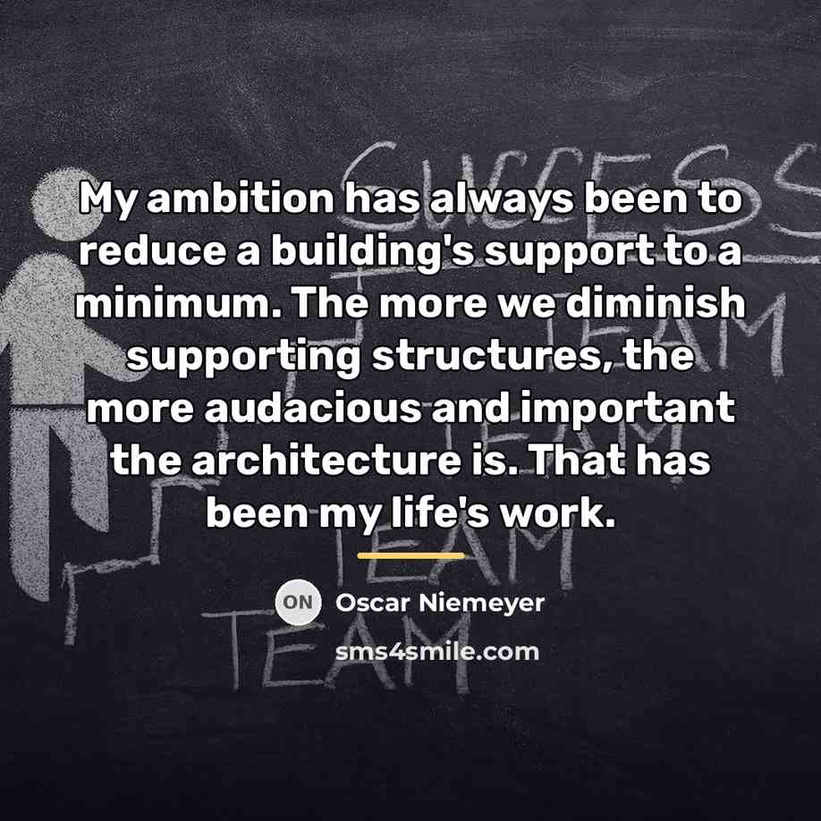 “My ambition has always been to reduce a building's support…” quote by Oscar Niemeyer