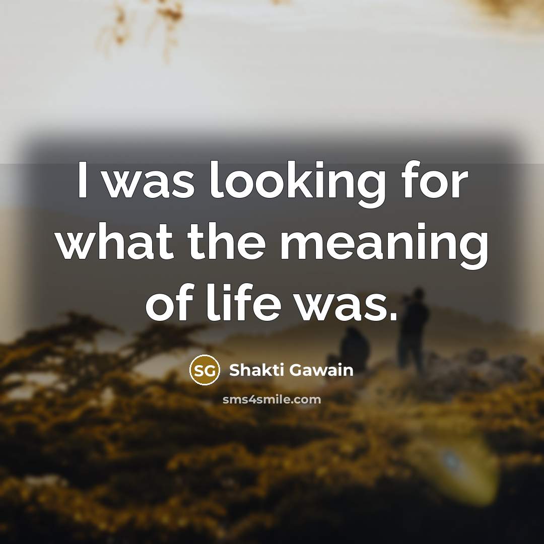 “I was looking for what the meaning of life was.…” quote by Shakti Gawain