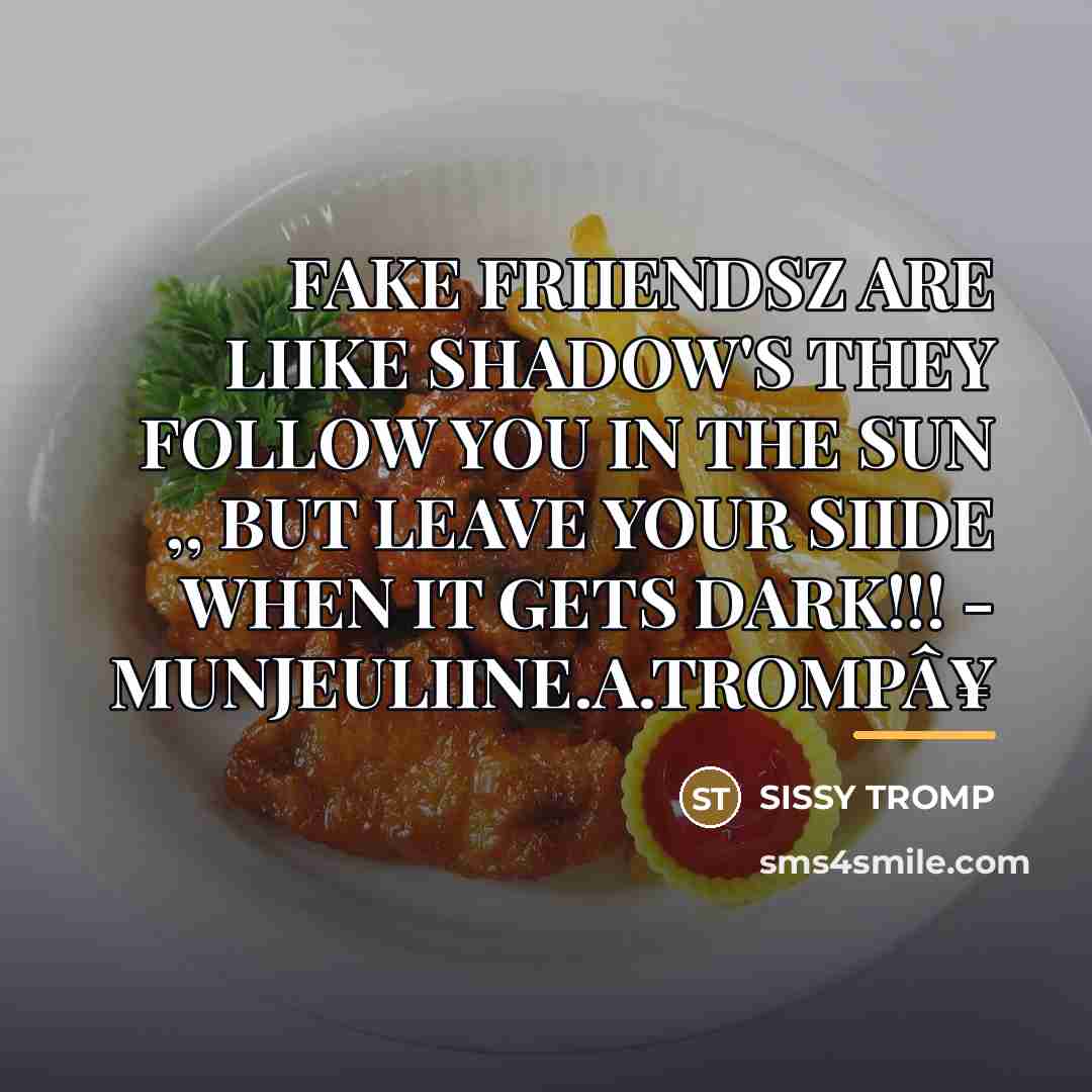 “FAKE FRIIENDSZ ARE LIIKE SHADOW'S THEY FOLLOW YOU IN THE…” quote by Sissy Tromp