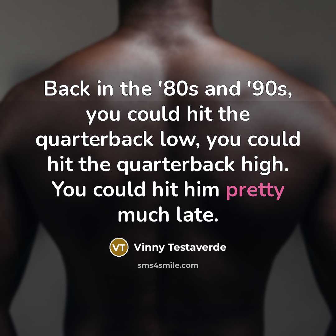 “Back in the '80s and '90s, you could hit the…” quote by Vinny Testaverde