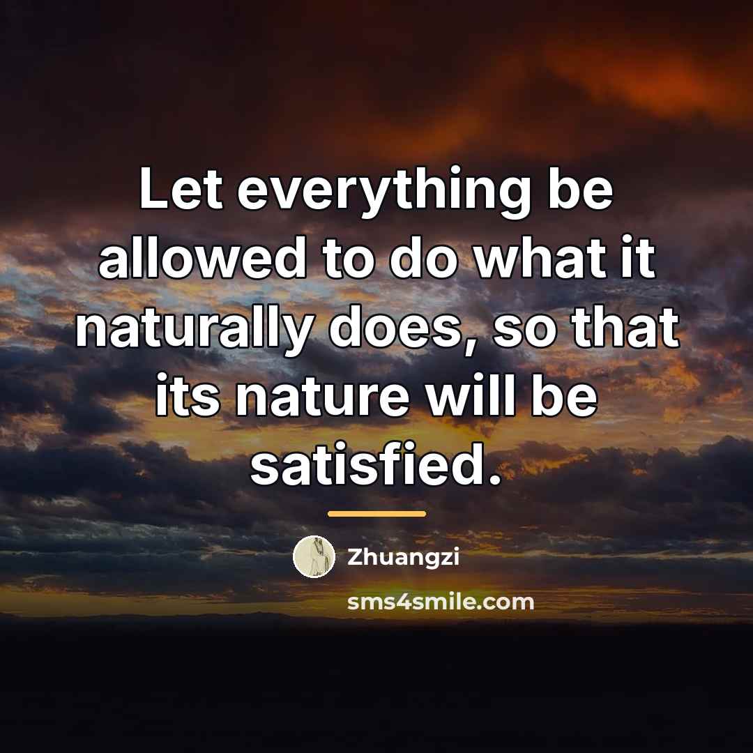 “Let everything be allowed to do what it naturally does,…” quote by Zhuangzi