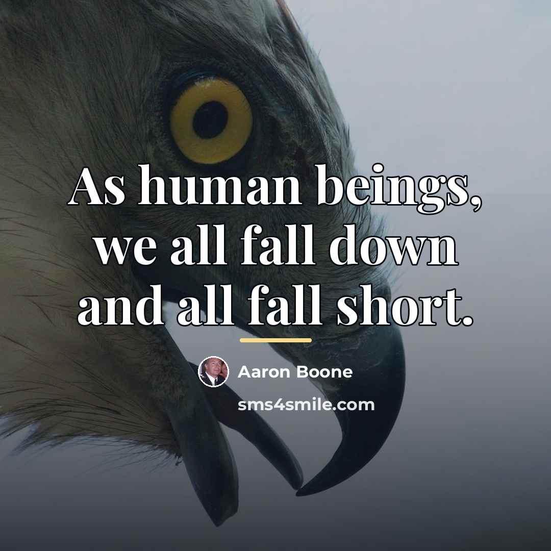 “As human beings, we all fall down and all fall…” quote by Aaron Boone