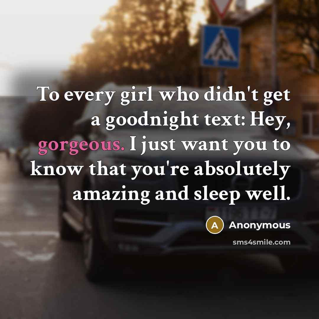“To every girl who didn't get a goodnight text: Hey,…” quote by Anonymous