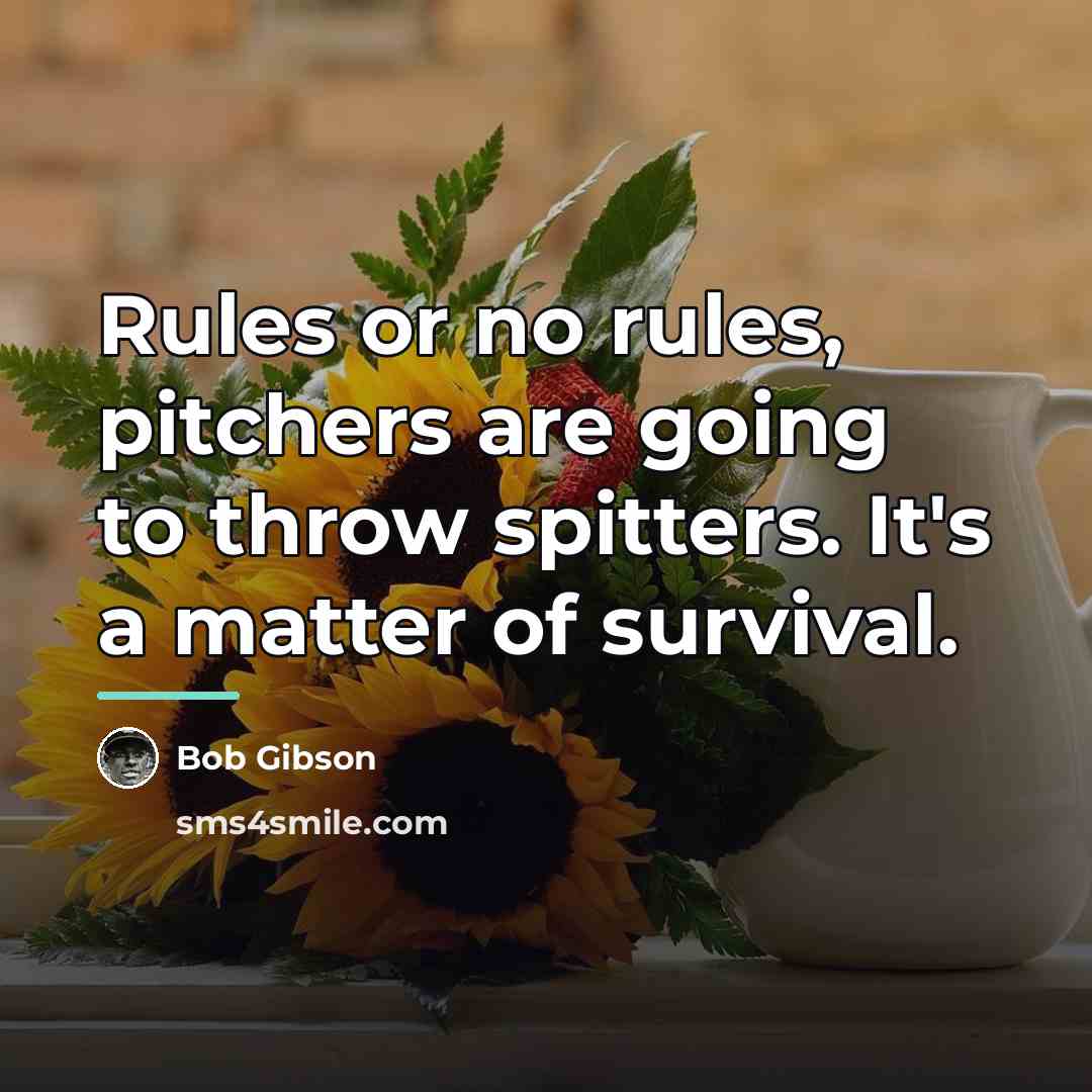 “Rules or no rules, pitchers are going to throw spitters.…” quote by Bob Gibson