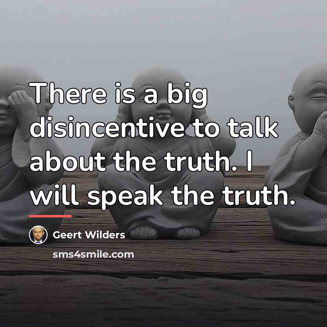 “There is a big disincentive to talk about the truth.…” quote by Geert Wilders