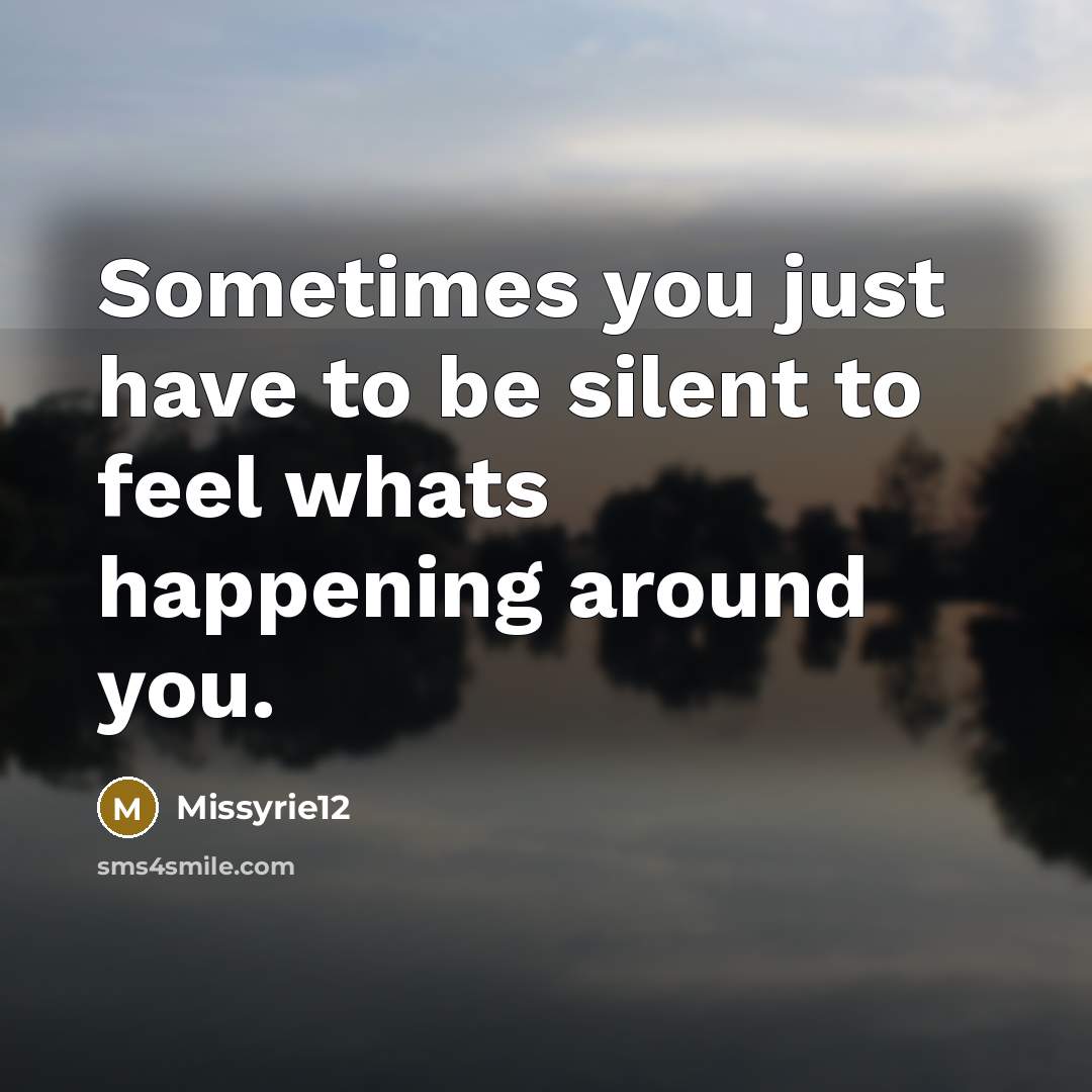“Sometimes you just have to be silent to feel whats happening around you.” quote by Missyrie12