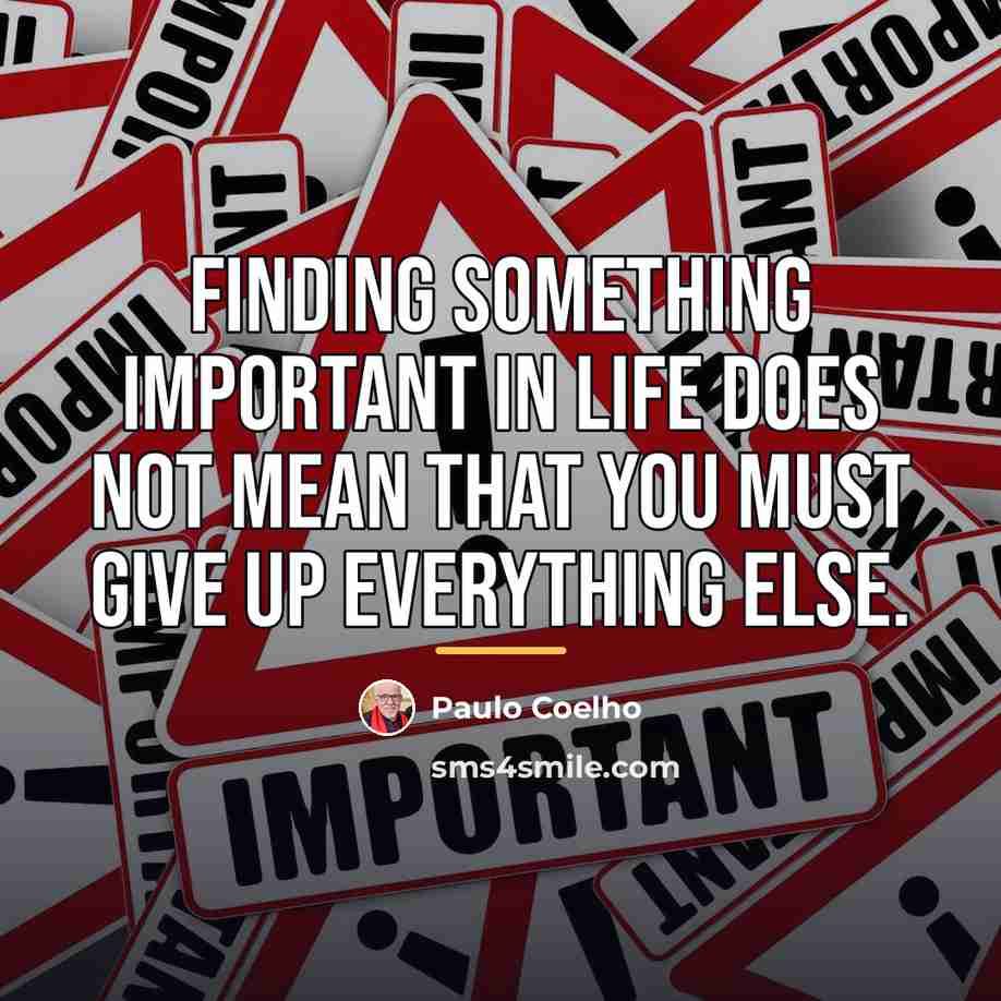 “Finding something important in life does not mean that you…” quote by Paulo Coelho