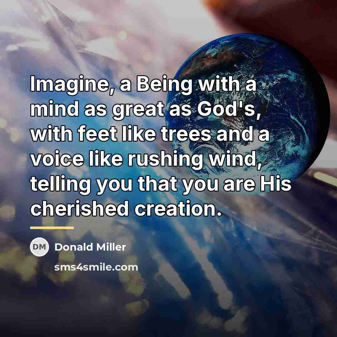 “Imagine, a Being with a mind as great as God's,…” quote by Donald Miller
