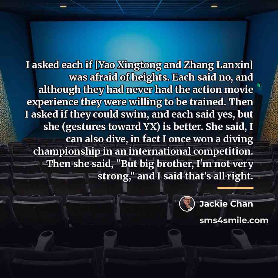 “I asked each if [Yao Xingtong and Zhang Lanxin] was…” quote by Jackie Chan