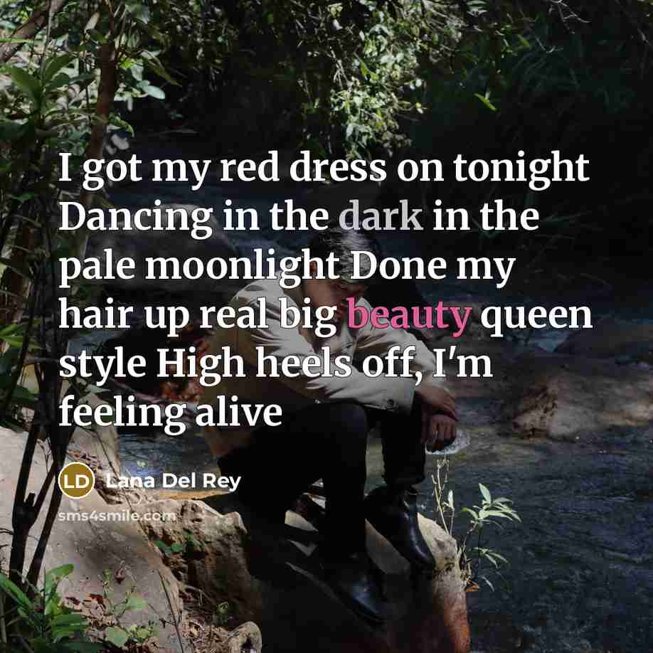 “I got my red dress on tonight Dancing in the…” quote by Lana Del Rey