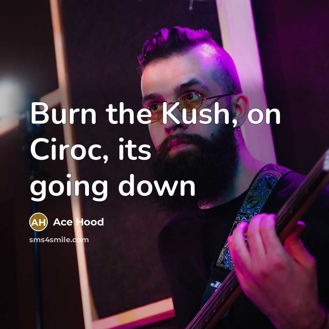“Burn the Kush, on Ciroc, its going down…” quote by Ace Hood