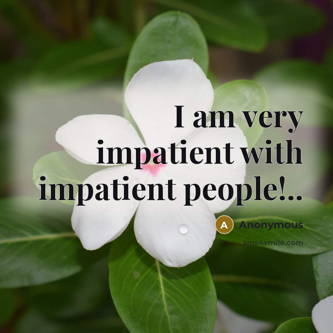 “I am very impatient with impatient people!..…” quote by Anonymous
