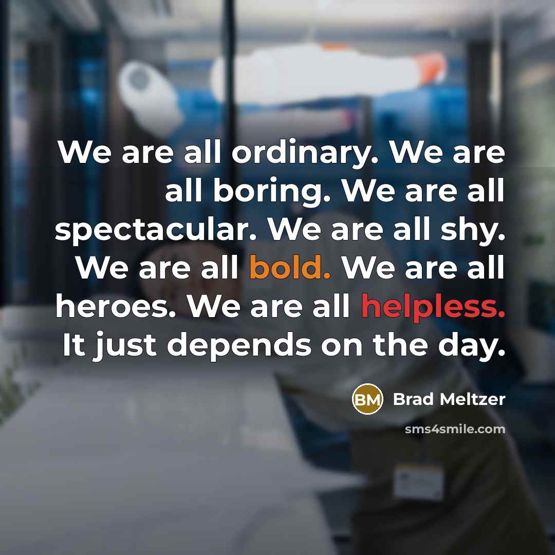 “We are all ordinary. We are all boring. We are…” quote by Brad Meltzer