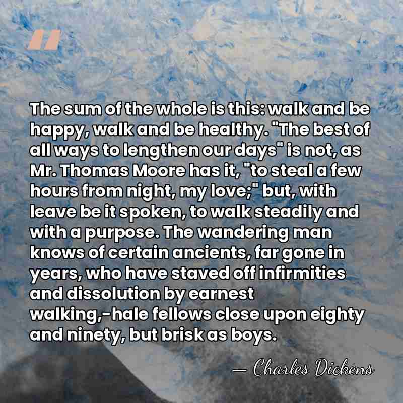 The sum of the whole is this: walk and be happy, walk&hellip; - Charles Dickens