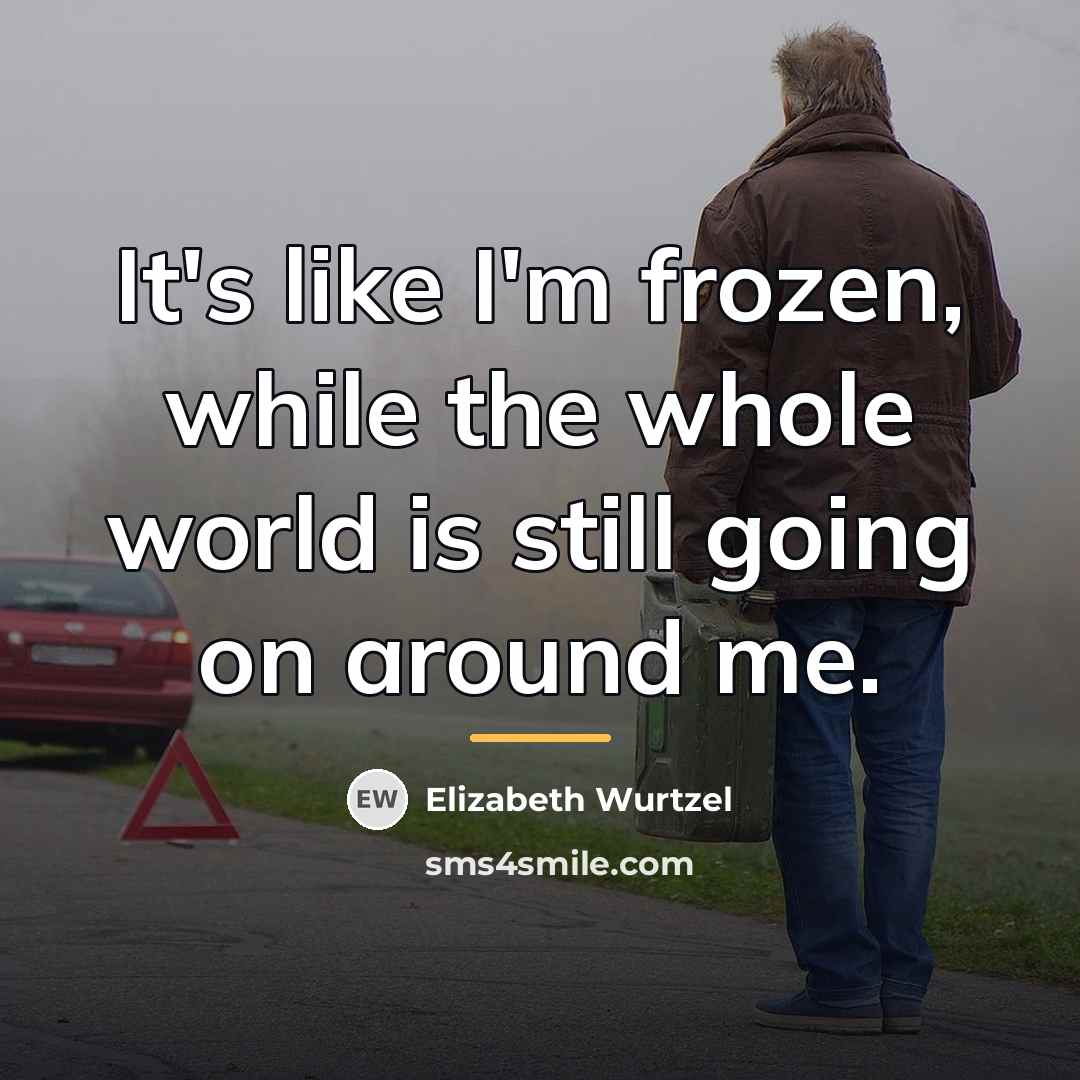 “It's like I'm frozen, while the whole world is still…” quote by Elizabeth Wurtzel