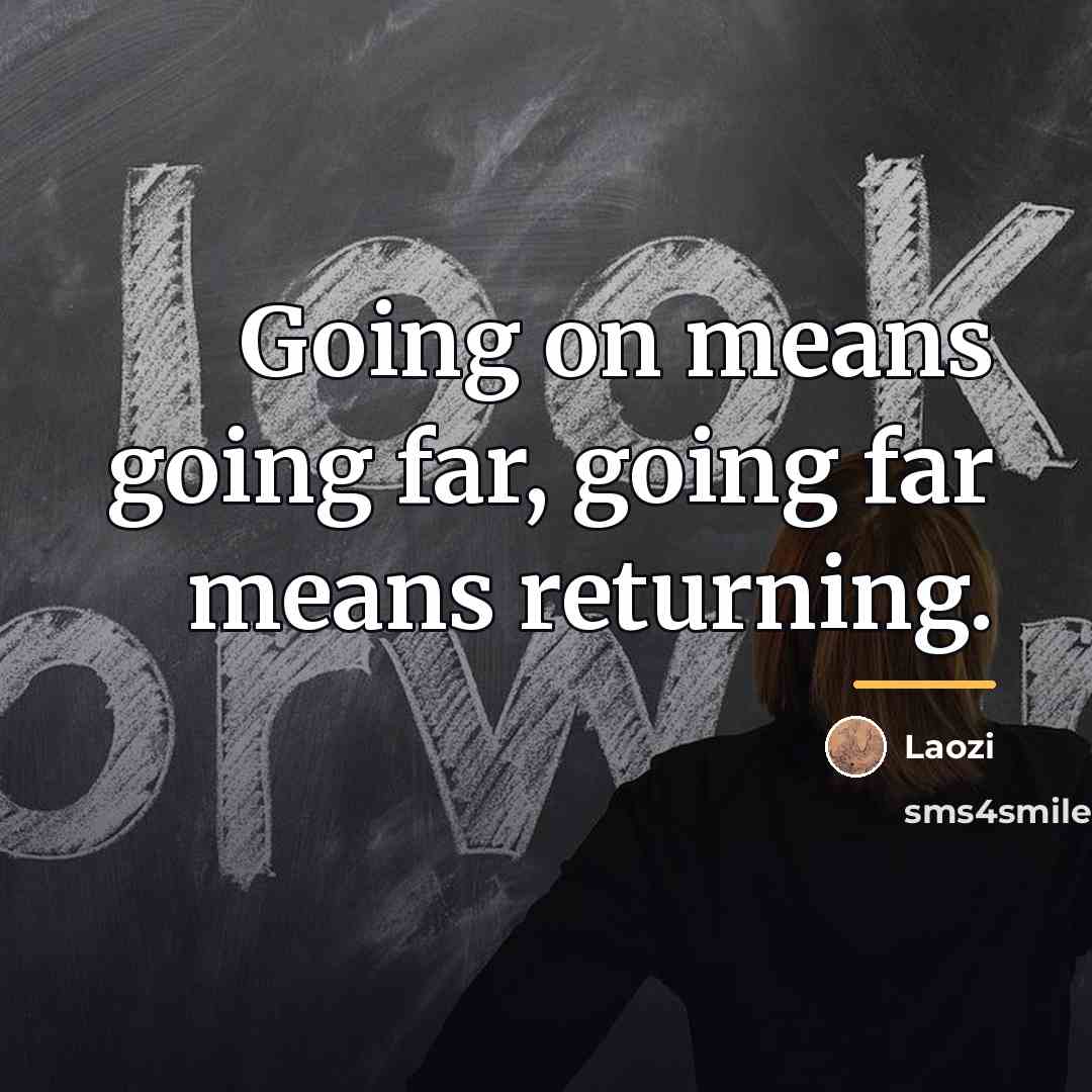 “Going on means going far, going far means returning.…” quote by Laozi