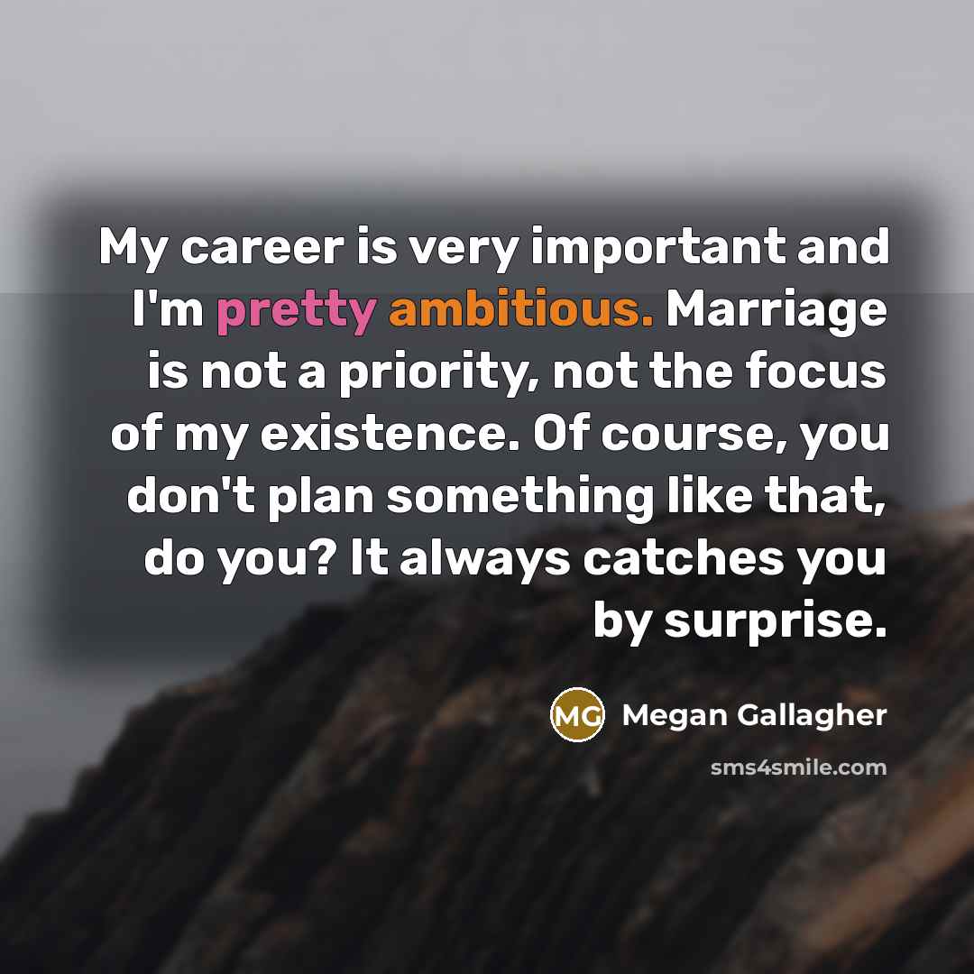 “My career is very important and I'm pretty ambitious. Marriage…” quote by Megan Gallagher