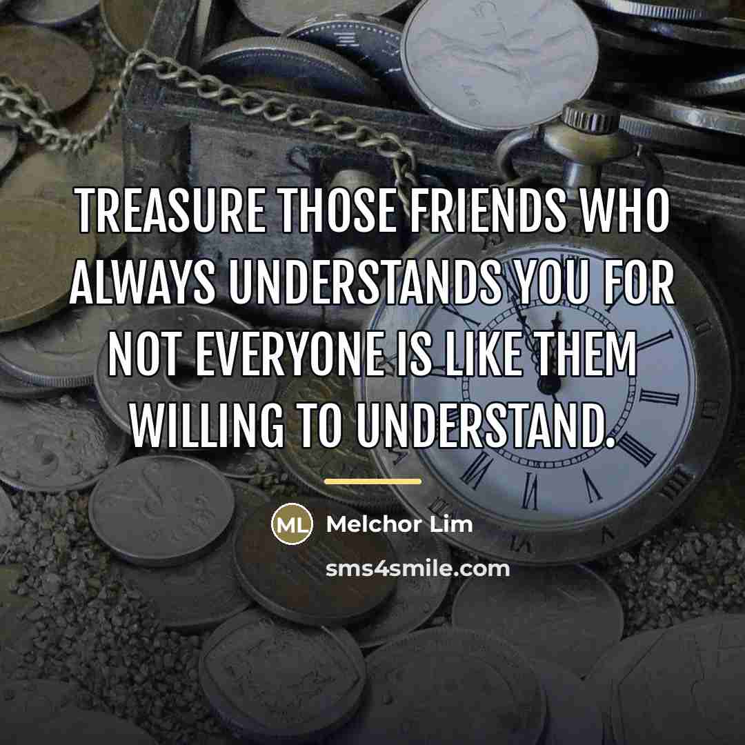 “Treasure those friends who always understands you for not everyone…” quote by Melchor Lim