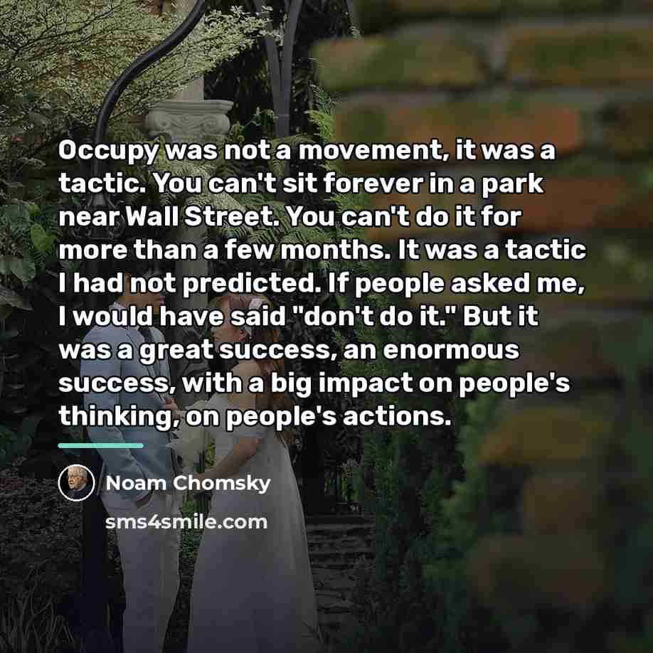 “Occupy was not a movement, it was a tactic. You…” quote by Noam Chomsky