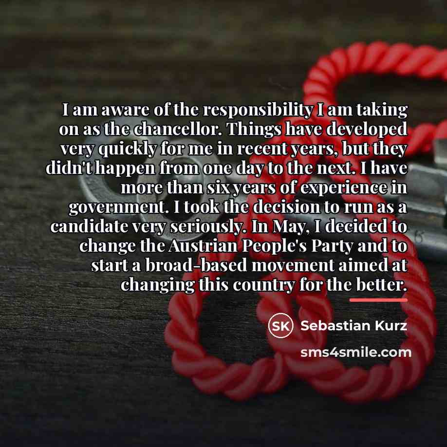 “I am aware of the responsibility I am taking on…” quote by Sebastian Kurz