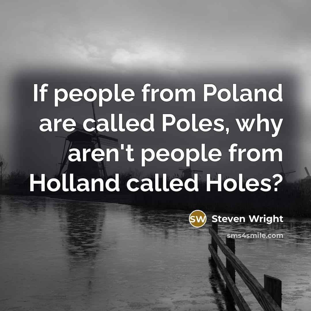 “If people from Poland are called Poles, why aren't people…” quote by Steven Wright