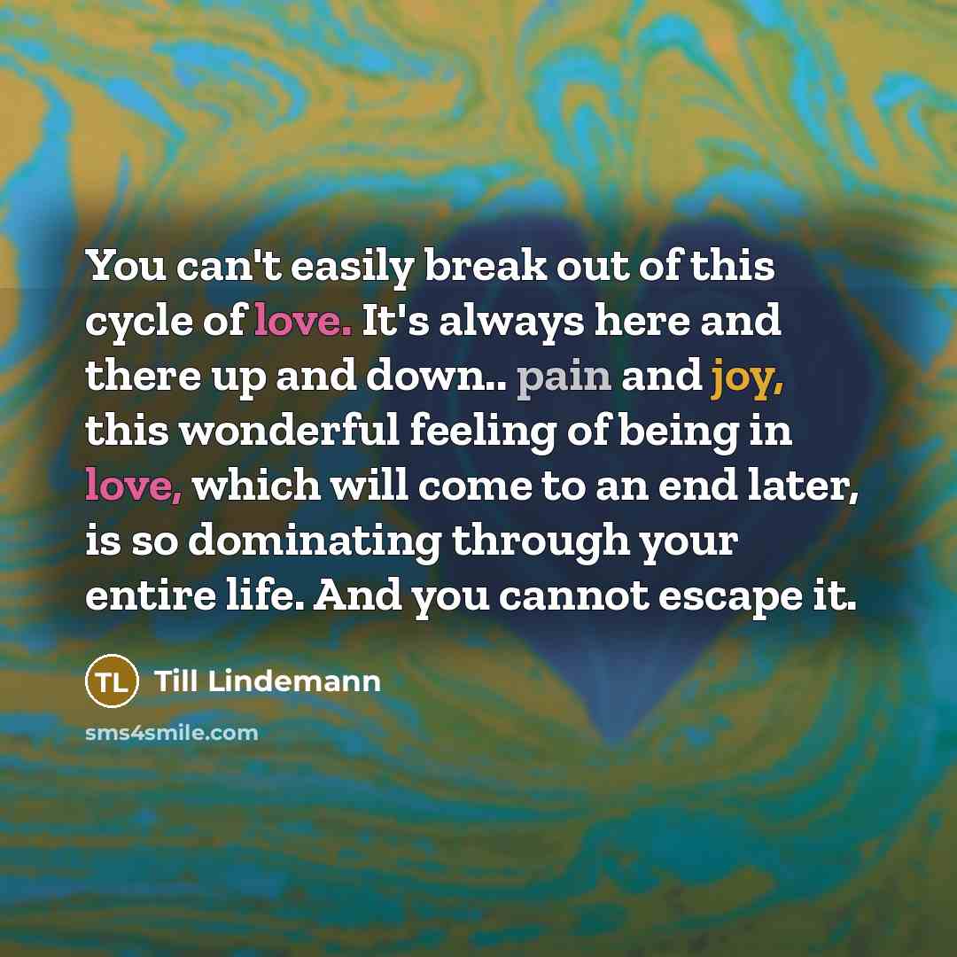 “You can't easily break out of this cycle of love.…” quote by Till Lindemann