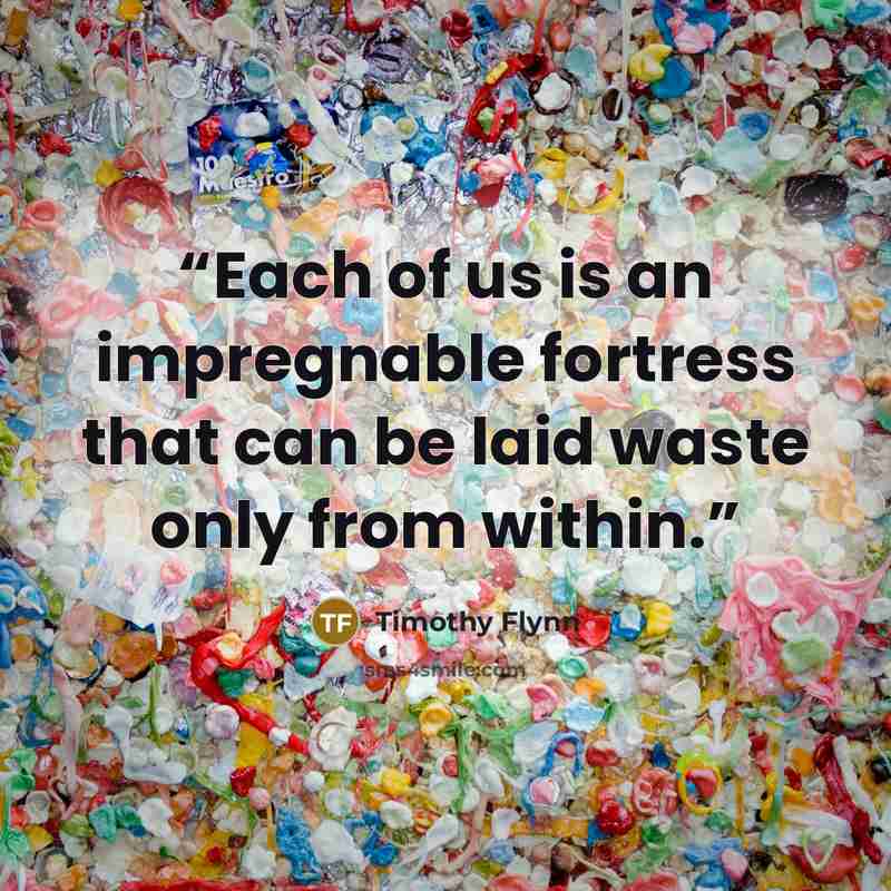 “Each of us is an impregnable fortress that can be laid waste only from within.” quote by Timothy Flynn