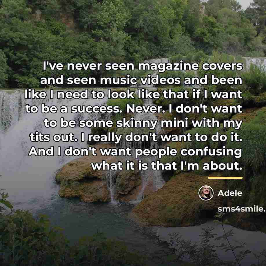 “I've never seen magazine covers and seen music videos and…” quote by Adele