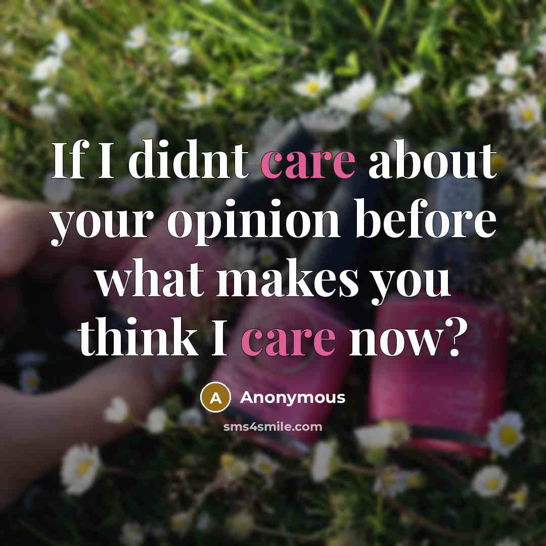“If I didnt care about your opinion before what makes you think I care now?” quote by Anonymous